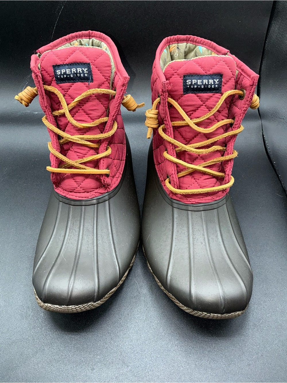 Sperry Top-Sider Saltwater Quilted Women's Duck Boots Size 9 Maroon Brown